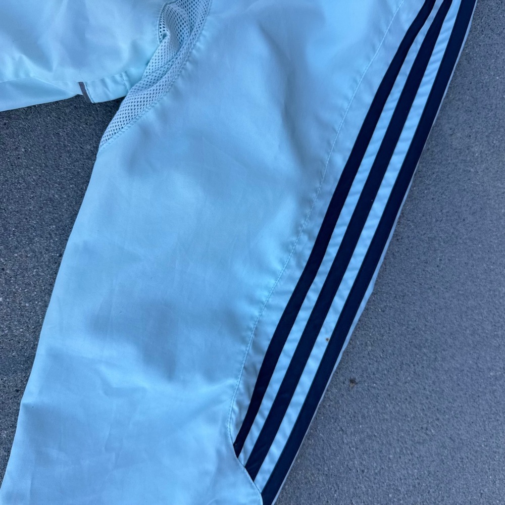 Adidas ClimaProof Windbreaker Jacket Women XL Light Blue Full Zip 3 Stripe - Picture 5 of 9